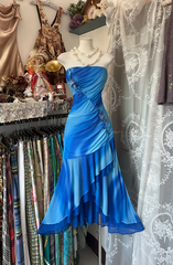 Gradient blue strapless, fitted, fishtail gown, ball gown R6352