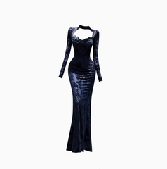 New Chinese style lace hollow dress 2025 hot girl waist hip fishtail long skirt R1362