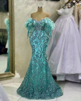 Mermaid Off Shoulder Elegant Evening Gowns Long Prom Dress S7239