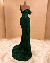 Dark Green Sequin Elegant Evening Gowns Long Prom Dress S7235
