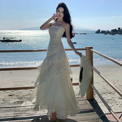 Ivory Stunning Vintage Evening Gown Long Prom Dress S7259