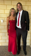 Strapless Red Mermaid Long Prom Dresses S6992