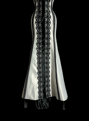 White halter-neck fitted sexy lace long ball gown R6647