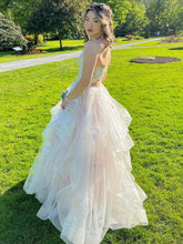 Lace Long Prom Dresses, Light Champagne Lace Formal Evening Dresses, Champagne Ball Gown S5361