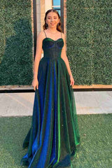 Elegant Spaghetti Straps A-line Tulle Long Prom Dresses S7148
