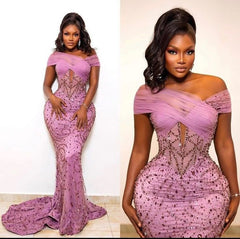 Off Shoulder Mermaid Elegant Evening Gowns Long Prom Dress S7224