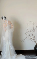 White Tulle Lace Long Sexy Wedding Dress S6951
