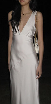 White v neck sexy long evening dress formal dress party prom dress S6985