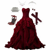 Burgundy Evening Gowns,Ball Gown Formal Dress,Evening Gowns For Teens S7057