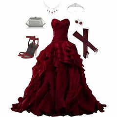 Burgundy Evening Gowns,Ball Gown Formal Dress,Evening Gowns For Teens S7057