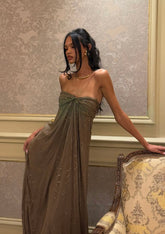 Strapless Sequin Elegant Evening Gowns Long Prom Dress S7237