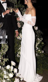 Simple Long Wedding Dress Modest Princess Bridal Gown S7100