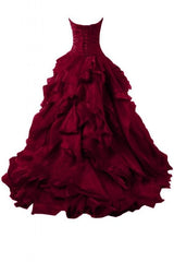 Burgundy Evening Gowns,Ball Gown Formal Dress,Evening Gowns For Teens S7057