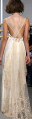 Vintage A Line Straps Satin Long Prom Dress S6990