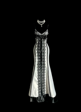 White halter-neck fitted sexy lace long ball gown R6647