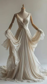 Glamorous Fall Wedding Dress Vintage Long Evening Dress S7118