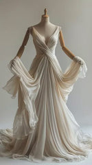 Glamorous Fall Wedding Dress Vintage Long Evening Dress S7118
