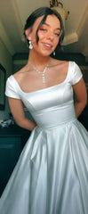 Generous A-line Simple Satin Wedding Dress Charming Evening Dress S2158