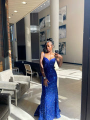 Royal Blue Mermaid Long Prom Dress for Women,Elegant Evening Dress S7250