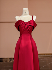 Red halter-neck fitted A-line long ball gown R8420