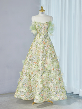 Light green off-shoulder fitted long ball gown R9001
