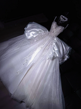 White suspender diamond waist slim fit puffy skirt long dress bridal dress R5722