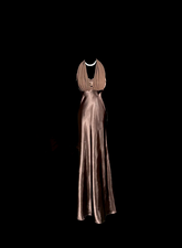 Brown halter-neck satin fitted waist bodycon long ball gown R6681