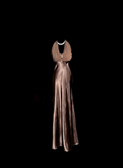 Brown halter-neck satin fitted waist bodycon long ball gown R6681