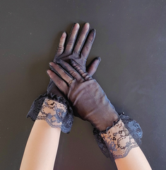 Summer thin lace mesh gloves ladies short black white wedding dress bride wedding elegant S6278