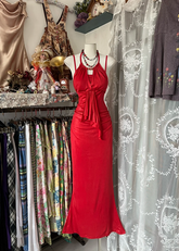 Red backless fitted mermaid gown, ball gown R6362