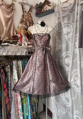 Grayish purple strapless A-line short prom dress R7482