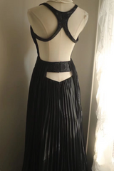 Black halter-neck fitted long ball gown R6803