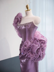 Purple strapless fitted long ball gown R8974