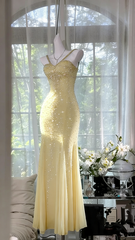 Lake blue halter-neck fitted waist bodycon long ball gown R6545