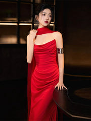 Red mermaid long prom dress, evening dress for women S6834
