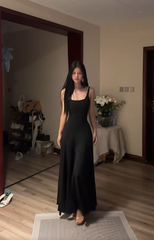 Black halter-neck fitted long elegant ball gown R8078
