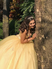 Yellow Ball Gown Prom Dresses Evening Gowns Formal Dress S2367