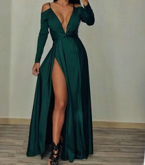 Spaghetti Straps Green Long Prom Dress S2408