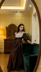 Mage Lace Square Neckline Fitted Waist Long Ball Gown R8582