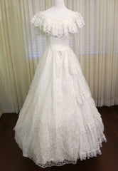 Vintage Off Shoulder Lace Wedding Dress Modest Princess Bridal Gown S7094