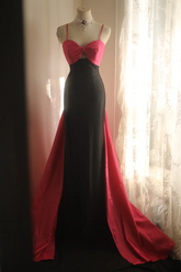 Pink halter-neck fitted bodycon long ball gown R6770