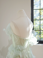 Light green strapless fitted long ball gown R8456