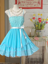 Blue halter-neck A-line mini skirt, ball gown R6252