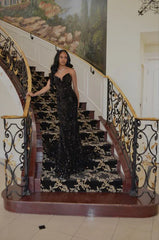 Sexy Black Sweetheart Strapless Mermaid Long Prom Dress S3540