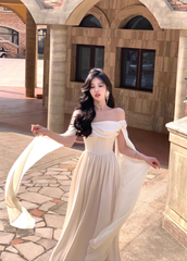 Ivory Satin Long Prom Dresses Evening Party Dresses S5443