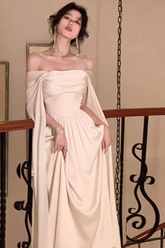Ivory Satin Long Prom Dresses Evening Party Dresses S5443