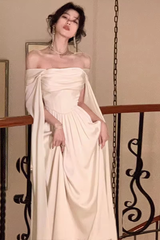 Ivory Satin Long Prom Dresses Evening Party Dresses S5443