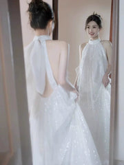 Wedding dress bride banquet halter neck dress S5872
