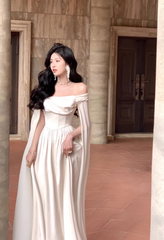 Ivory Satin Long Prom Dresses Evening Party Dresses S5443