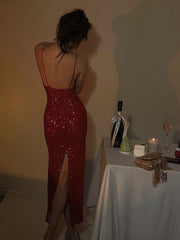 Red Sparkly Formal Dresses, Custom Make Evening Dress, Backless Formal Dress, Mermaid Evening Dress S1093